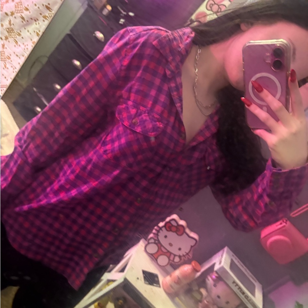 Outfitters Pink Plaid Flannel